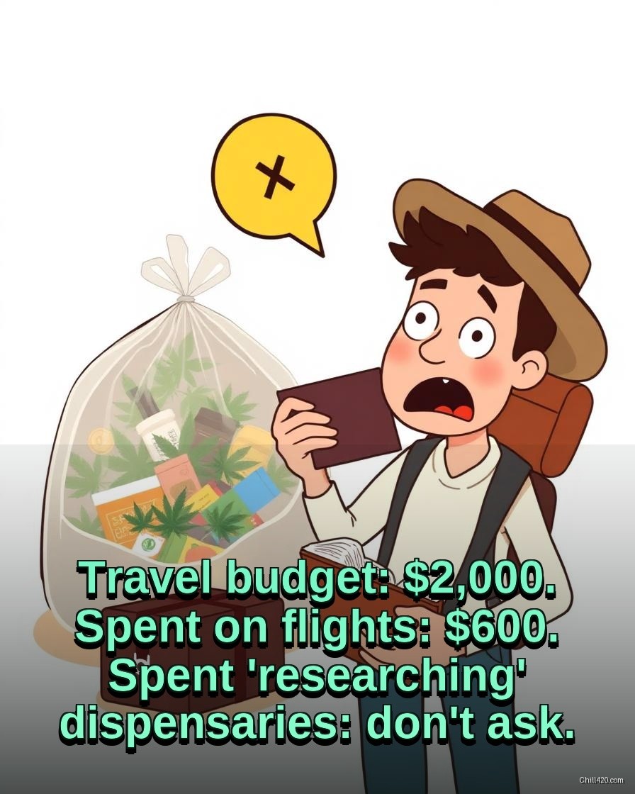 Traveler holding an empty wallet next to dispensary bag