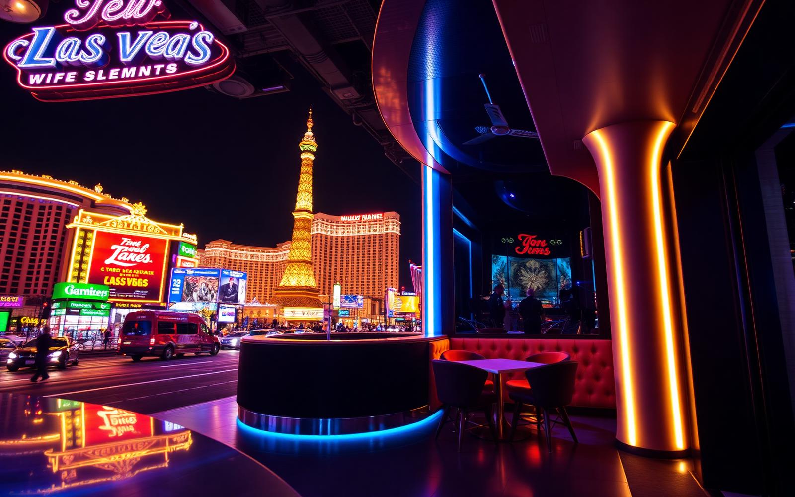 Las Vegas neon dispensary lounge and Strip nightlife